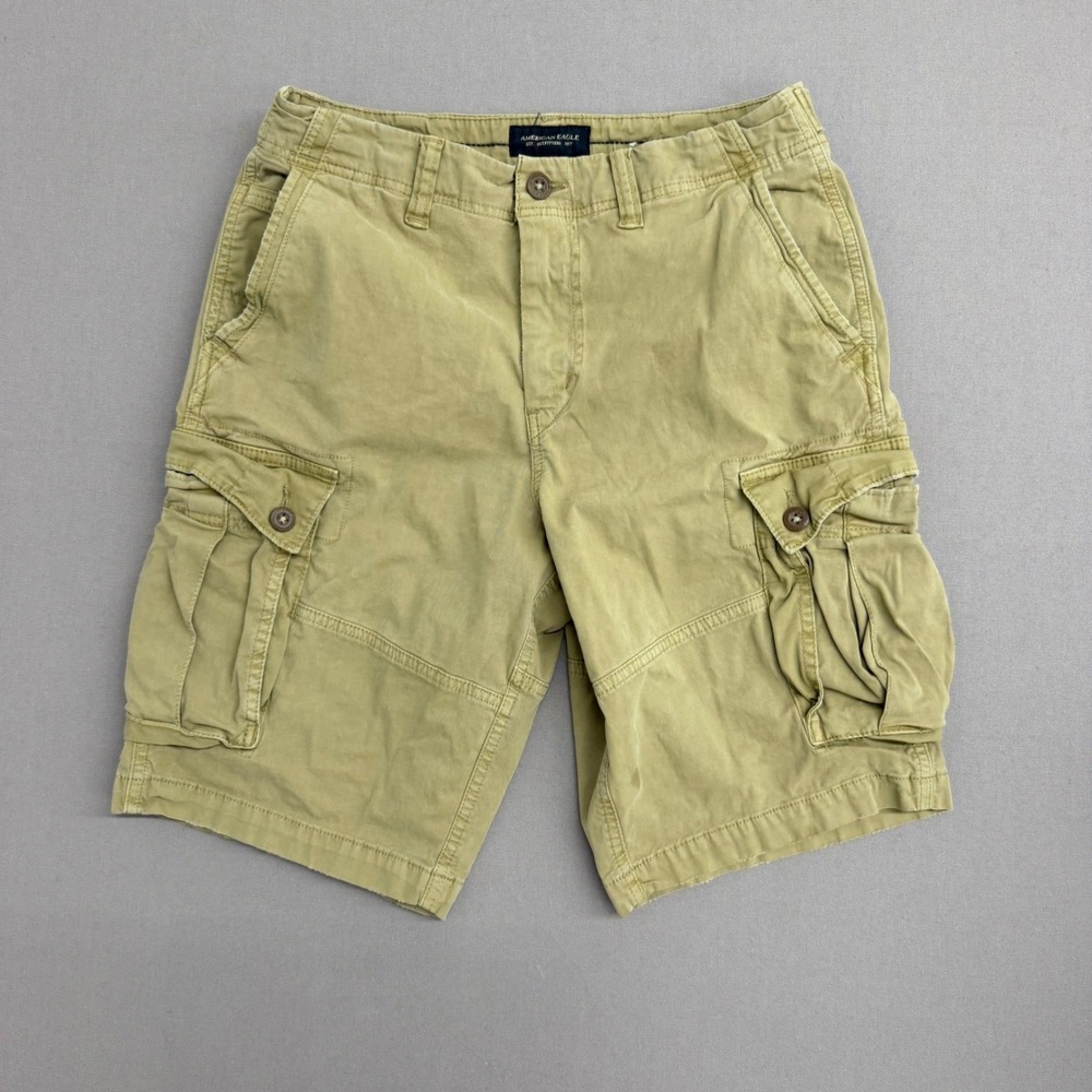 American Eagle Next Level Flex Cargo Shorts Mens 32 Khaki Tan Stretch pocket